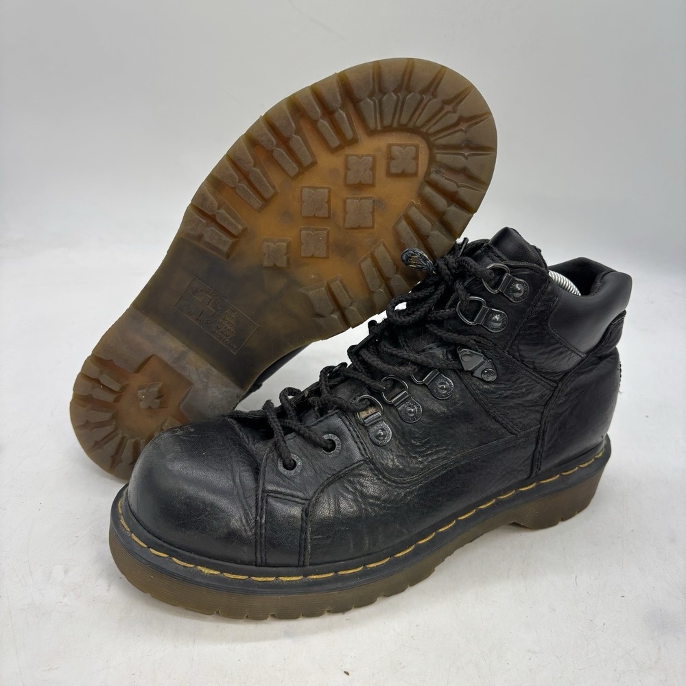 Dr. Martens Boots Mens 10 Black Ankle Leather Motorcycle Biker Combat 10963 Y2K